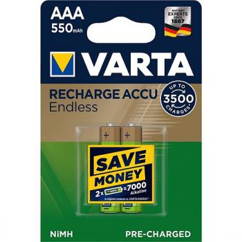 Varta - AAA Micro 550mAh Endless 56663 NiMH 1.2V Akku - 2er Packung