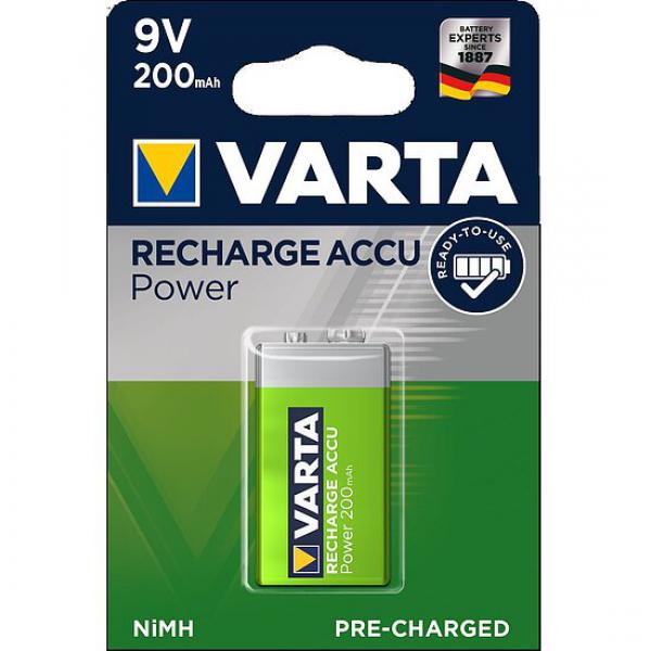 Varta - 9V Block 200mAh 56722 Recharge NiMH 8.4V Akku - 1er Packung